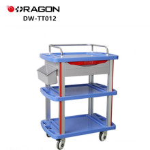 Engineering plastic table with soft glass inlaid trolley for medical equipment